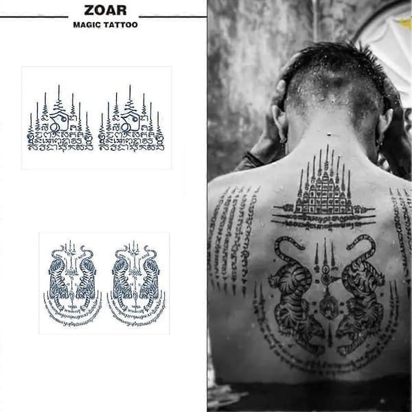 Thaimaa Spike Juice Tatuointitikku Vedenpitävä Kestävä Sutra Buddha Tarra Style 7