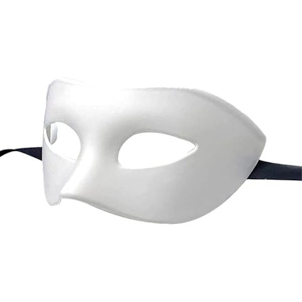 Maskeradmask för Män Kvinnor, Halv Ansikte Ögon Mysterie Mask, Venetiansk Romersk Eleganta Mask, Passar för Halloween Jul Cosplay Mardi Gras Fest (Vit)