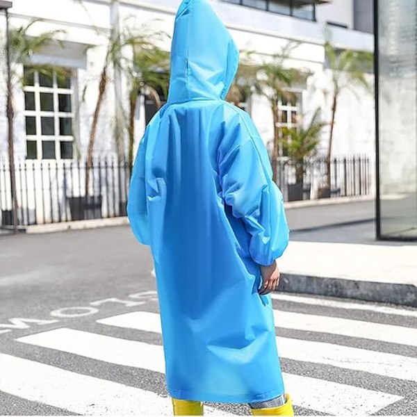 Barnregnponchos, Vattentät Regnponcho för Barn, Bärbar Återanvändbar Regnrock för Skola, Camping, Nödlägesbarn lämplig för 100-140CM blå