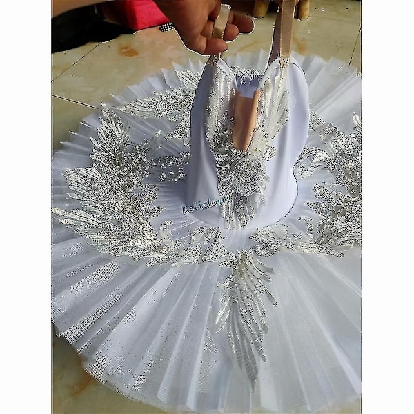 Voksen Barn Klassisk Profesjonell Ballett Tutu Hvit Svanesjø Pannekake Tutu Ballerina Fest Dansekostymer Ballettkjole Jenter Kvinner Height 150-160cm