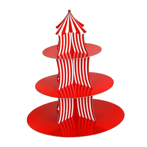 Karneval Cupcake Stativ Kage Stativ 3 Tier Kreativ Premium Cupcake Display Stativ Serveringsfad Til Festartikler Cafe Dekoration Red 30x40cm