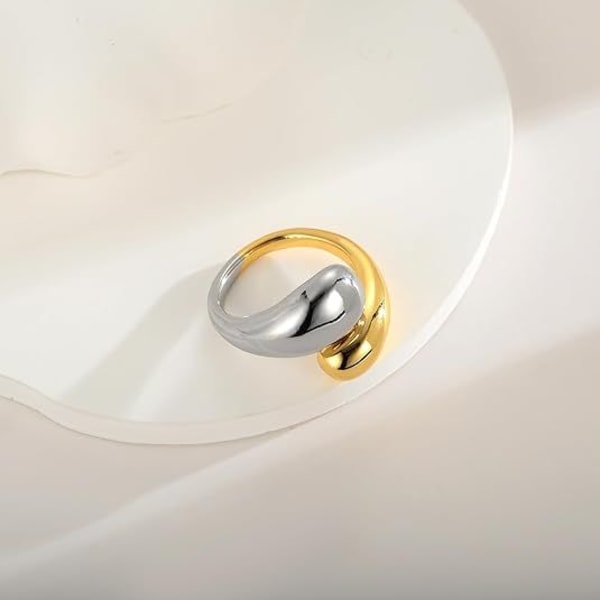 Store åpne ringer for kvinner Gull Sølv Justerbare kuppelformede dråperinger Tykke statementringer Enkle stablebare ringer