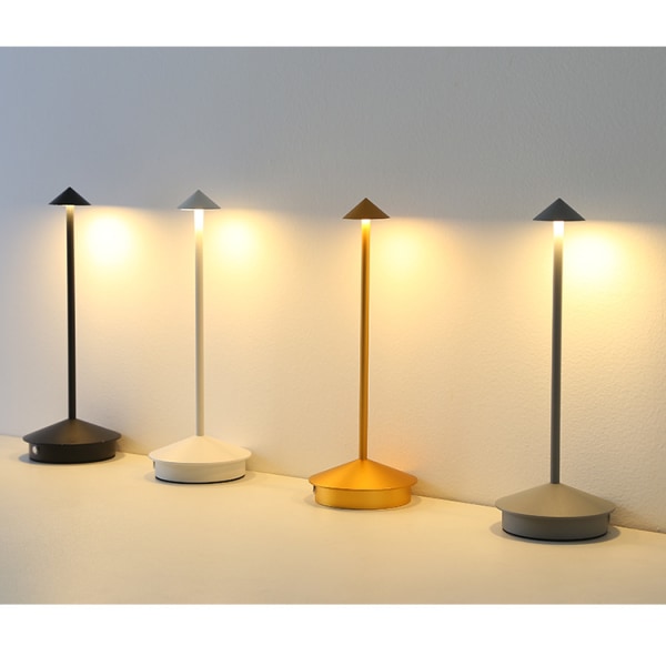 Dimbar LED-bordslampa i aluminium, IP54-skydd, inomhus/utomhusbruk, H29cm, EU-kontakt - brun