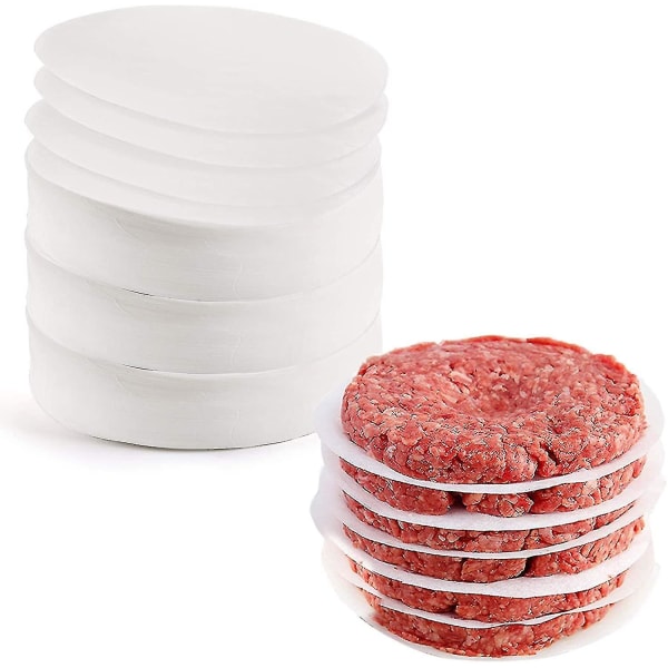 Burgerdiske, 500 stykker, runde, 12 cm, non-stick pergamentpapir til burgerpresse og paste