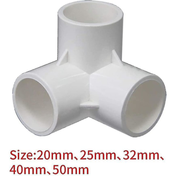 3-suuntainen PVC-liitin, PVC-putkiliittimet, kolmiulotteiset liittimet, huonekaluliittimet, kasvihuoneen runko (koko: 32 mm) Hy
