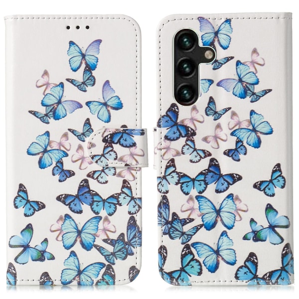 For Samsung Galaxy A35 Læderpung Etui Mønster Trykt Folio Telefon Cover Blue Style H Samsung Galaxy A35 5G