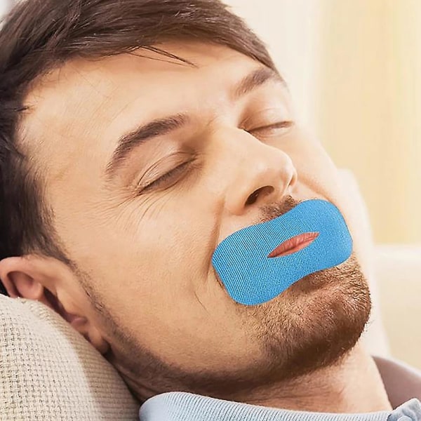 O-formet anti-snorke-munntape Anti-snorke-munntape for å sove, Nattmunnkorreksjonsklistremerker Sovehjelp 30 Pcs Blue