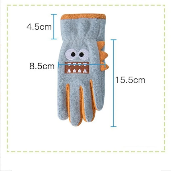 Vintercykelhandskar för barn, höst, söta tecknade varma handskar, mjuka utomhus, fleece, vindtäta, studentcykelhandskar, blå blue One Size