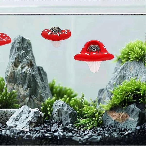 Springedderkop Indhegning Tilbehør 3 Stk. Springedderkop Svampestyling Platforme med Magnetisk Montering til Klatring, Hvile og Udforskning