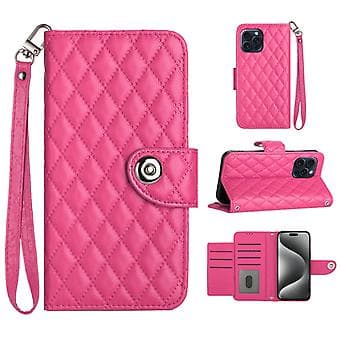 For iPhone 12 Pro Max Diamond Pattern Flip Leather Phone Case with Sn Rose Red