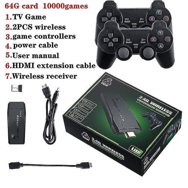 Mini Arcade Rocker 4k TV-spelkonsol 32gb/64gb 3000+/10000+ Spel för Fc/mame Family Videospelskonsol Support 2 spelare 64G card 10000games