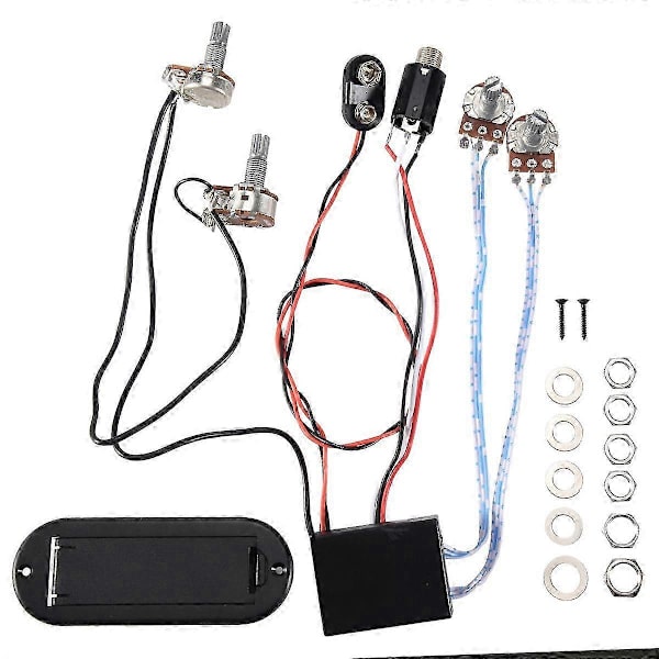 2-bands aktiv basgitarr EQ förförstärkarkrets pickup black