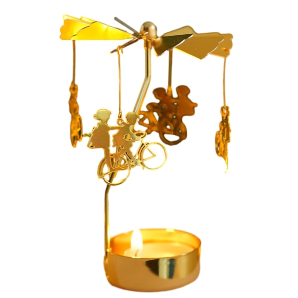 Romantisk Rotary Lysestage Spinning Guldlegering Blade Karrusel Lysestage til Bryllupsfest Bord Midterstykker Jul Fødselsdag Ferie Dinnin I