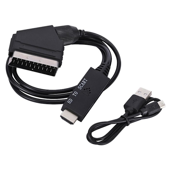 Sovitin kaapeli alhainen virrankulutus USB-virtakaapelilla - Yhteensopiva Scart-audio-video-sovittimen kanssa Plug and Play Black