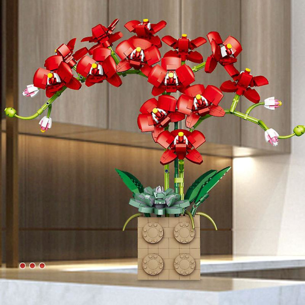 Orkidé Blommor Byggstenar | Block Construction Blommor | Vuxna blommor - Block - Without box 00975