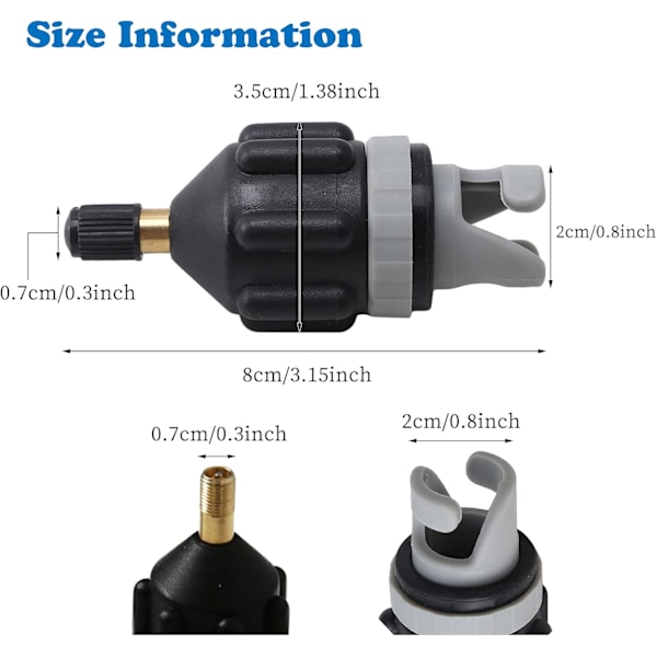 Uppblåsbar båt SUP pumpadapter luftpumpomvandlare, multifunktionsventil adapter, luftventil adapter pumpningshuvudkontakt