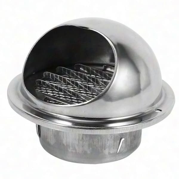 80 mm vægventil i rustfrit stål til luftudsugning og kanaler Silver