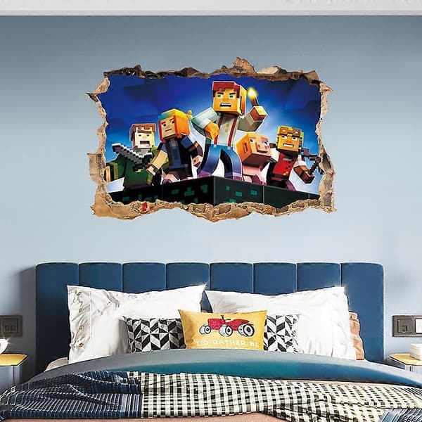 (Sæt med 4) Creeper Inside Wall Decal, Minecraft Run Away
