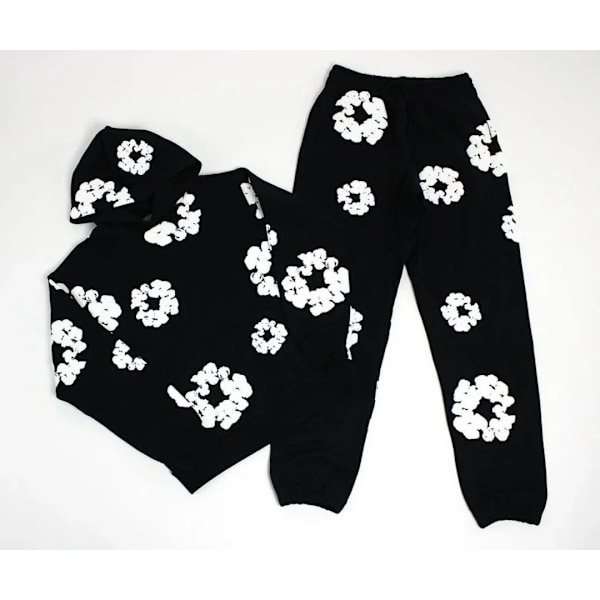 Mode Sweatshirt med Skumtryck, Lös Passform, Y2K Hip Hop Streetwear, Herr & Dam, Casual Topp, BLCAK BLCAK M