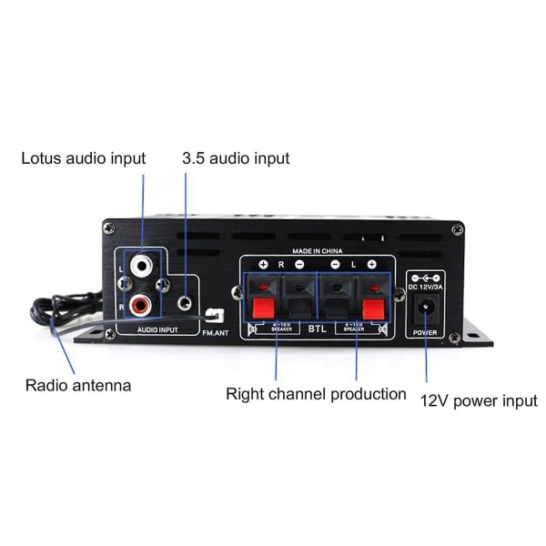 Ak380 Power Amplifier Digital Display Bluetooth-kompatibel 5.0 2x400w Kompakt 12v hemstereomottagare för bil