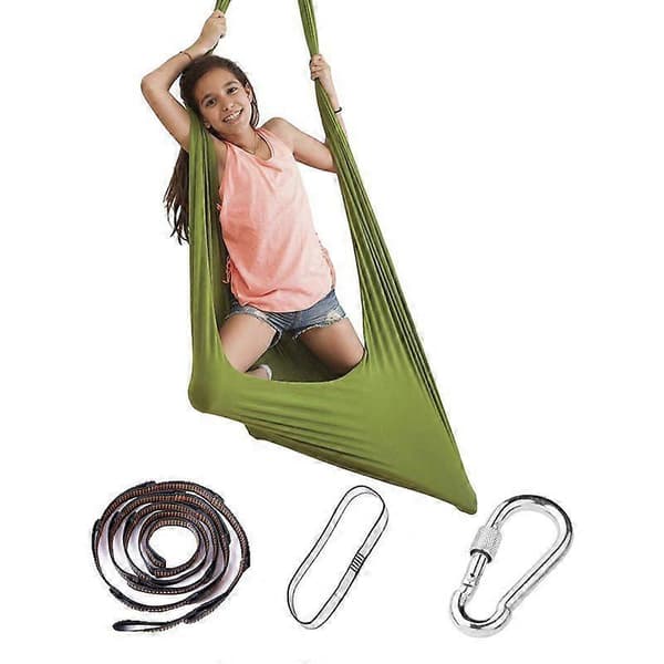 Elastisk Yoga Hängmatta Gunga för Barn Sensorisk Terapi Snuggle Gunga Mys Autism Dark Green 280x100CM