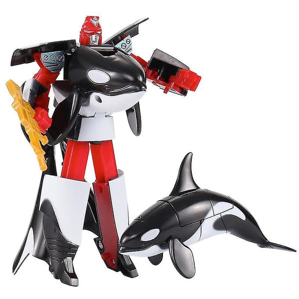 Transformasjon Sjøliv Robotleker Spekkhogger Delfin Hvit Hai Deformasjon Plast Gutter Actionfigur Barnleker killer whale