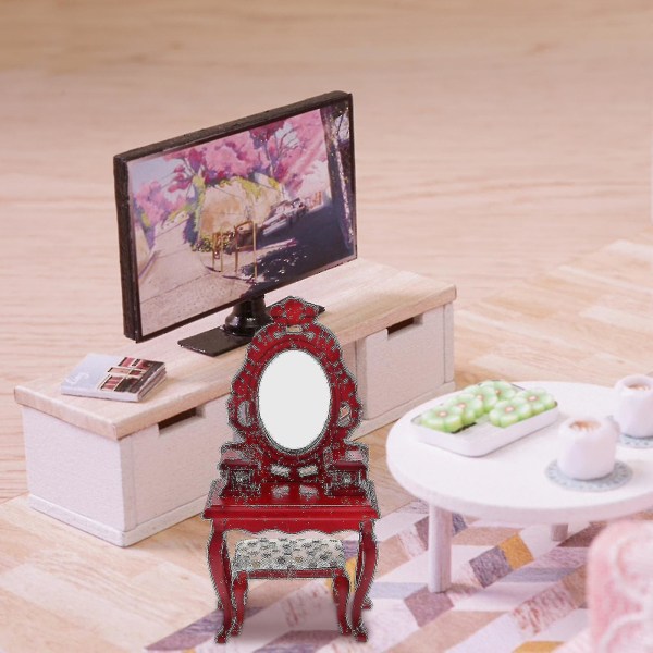 1 Set Miniatyyri pukeutumispöytä Lelu Mini jakkara Miniatyyri lipastomalli