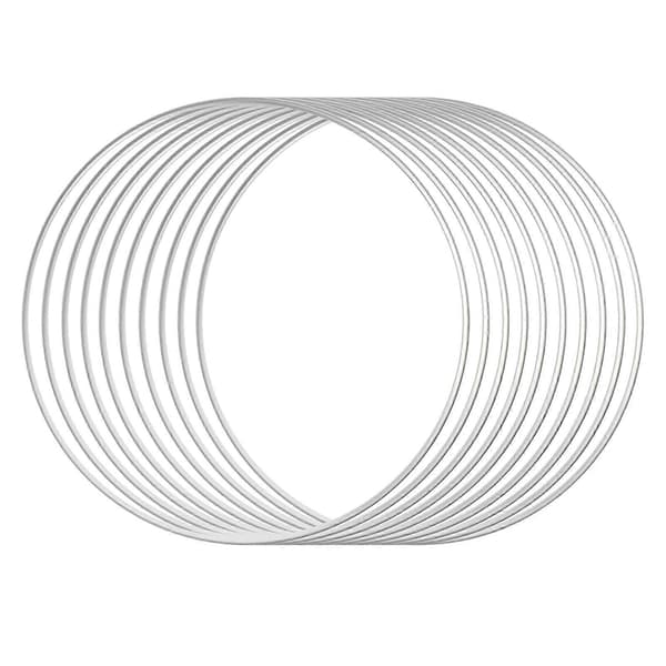 30 cm makraméringar i metall, stor metallbåge för bröllopskransdekoration och 10 st silver