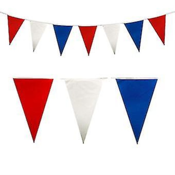 USA Independence Day Triangulär Vimpel Banner Bunting Flaggor - Röd Blå och Vit Evenemang Dekoration