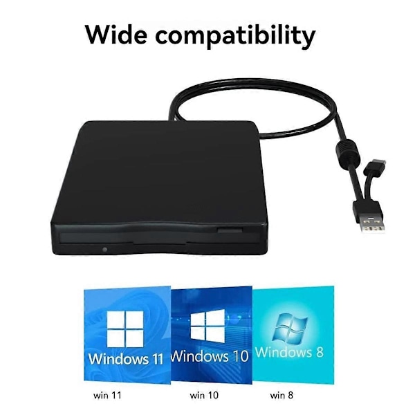 USB Floppy Disk Reader Floppy Disk Drev Dobbelt Interface Ekstern USB C Floppy Disk Drev til PC Lapt