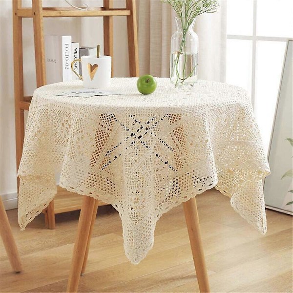 Vintage fyrkantiga virkade spetsdukar för bröllopsbordsdekoration 85*85cm hem och fest Beige
