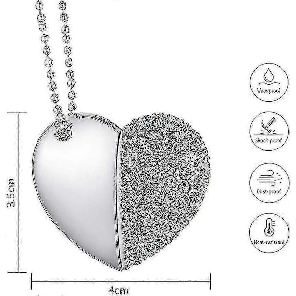 USB-minne, Premium USB 3.0, Diamant Hjärtform 32GB USB-minne Vattentätt Minne Höghastighetsöverföring, Blå