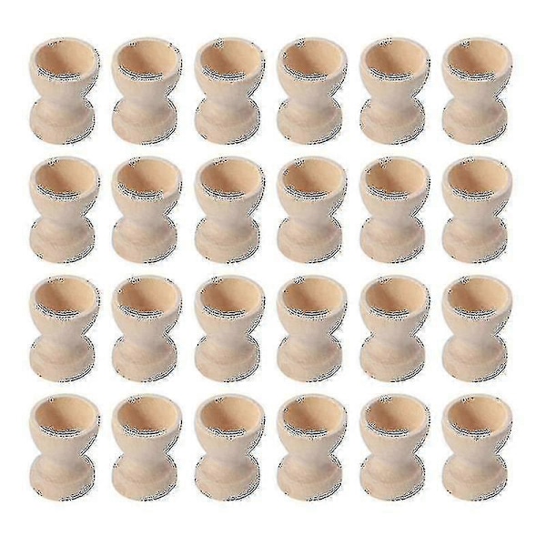 24 Stykker Eggkopp i Tre Hylle Egg Oppbevaringsstativ Påskeeggkopp Husholdningsbruk