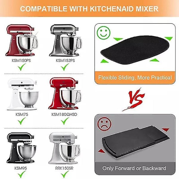 Kitchenaid Mixer Mover Artisan Stand Mixer Blender Anti-slip Pad, Gummiplatta för 4,5-5 L/6-8 L Bänkskivor