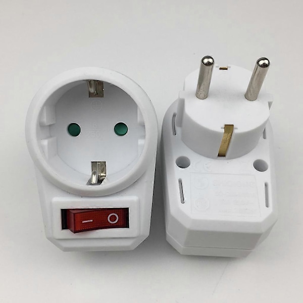 Europeisk Konverteringsplugg 1 til 1 Veis Strømadapter med Bryter 16A AC250V