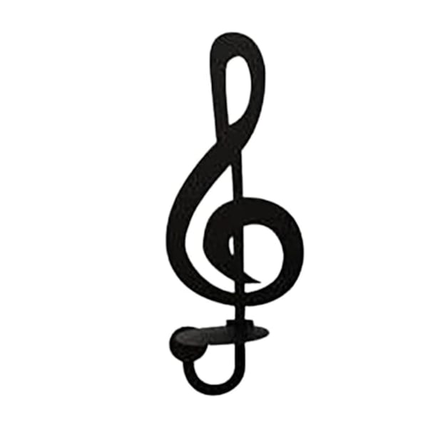 Svart vägglampa i form av en musiknot, inomhusbelysning, kreativt musiksymbol, metalljusstake