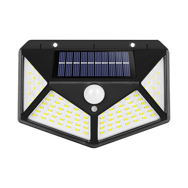 Solcellslampa för vägg, hem, 100 LED, rörelsesensor, utomhus, trädgård, laddningsbar, solpanel, vägglampa, inomhus, utomhus