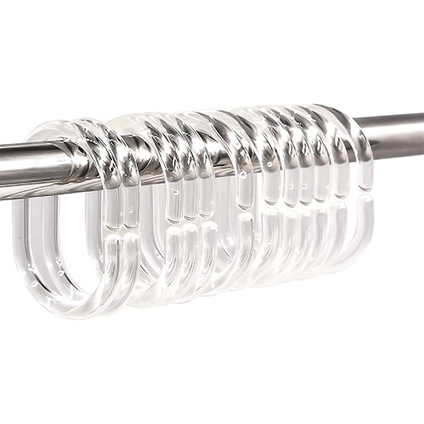 24 Pakk Dusjgardinringer, C-Formet Plast Dusjgardinringer Kroker Dusjgardinringer Henger Transparent Dusjgardinringer For Dusjvindu Stang