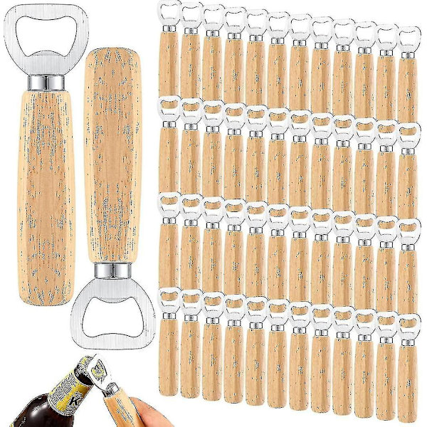 2024, 50 stk Træ Vin Flaskeåbner Rustfrit Stål Flaskeåbner Træ Håndholdt Heavy Duty Bartender Flaskeåbnere Cider Flaskeåbner Graveret Gave