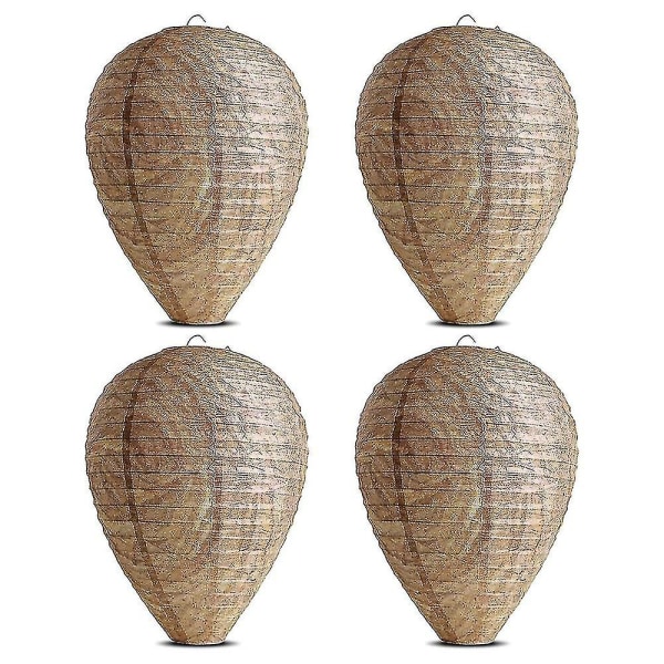 4-pack Getingsfågelbo Deko Hängande Falsk Fälla Giftfri Pappersattrapp Effektiv Avskräckande Bi Getingar Falskt Bo För Hem Och Trädgård Utomhus