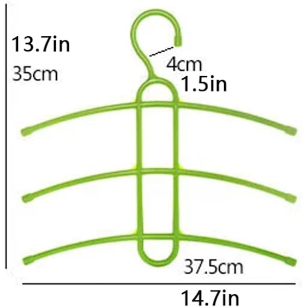 Pladsbesparende tøjhængere 6 stk plastik 3 lag tøjhængere skab tøjhængere anti-slip tøjstativ arrangør plads