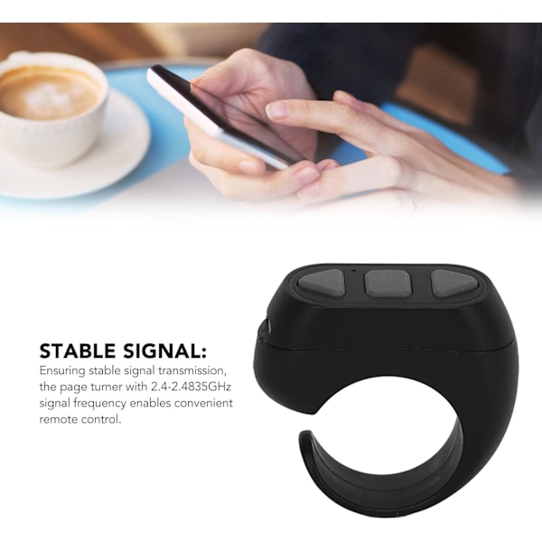 TIK Tok Fjernbetjening, Tiktok Scroll Ring, Bluetooth Sidevender til Kindle APP, TIK Tok APP Kompatibel med IOS & Android