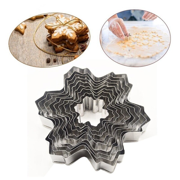 Kakeformer i rustfritt stål med snøflakform