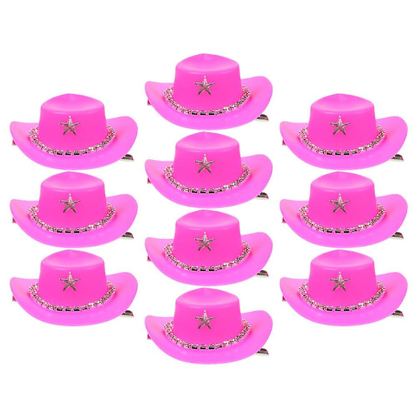10 st Mini Hatt Hårklämma Mode Glittrande Strass Cowboy Hatt Hårklämma Hårprydnad