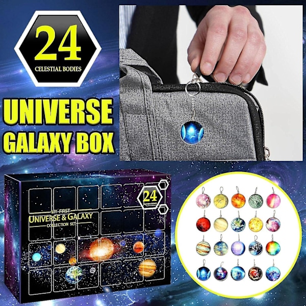 Rymdäventkalender - 24 Dagars Nedräkningskalender Kosmisk Galaxsamling Set - Planetarisk Samling Set - 2024 Adventkalender Set