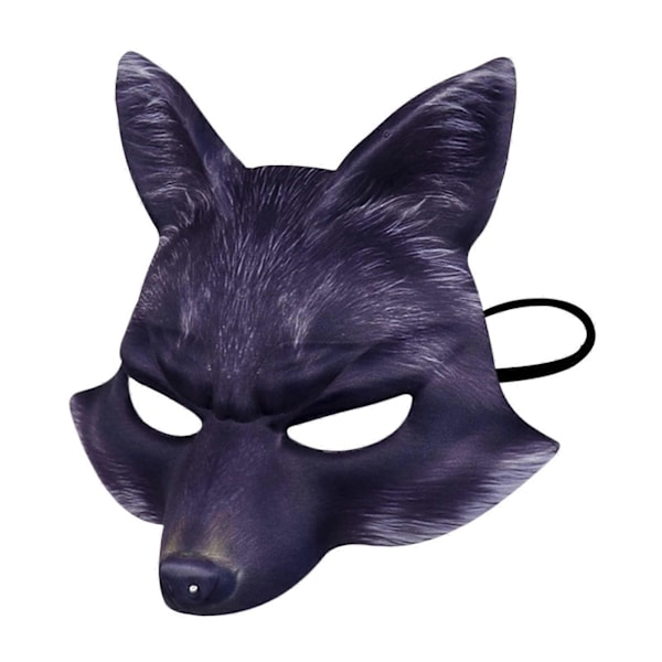 Halloween-eläin naamio, keinotekoinen kettu naamio, elegantti cosplay-naamio Halloween-cosplay-juhliin, hieno pukukoriste (musta kettu)