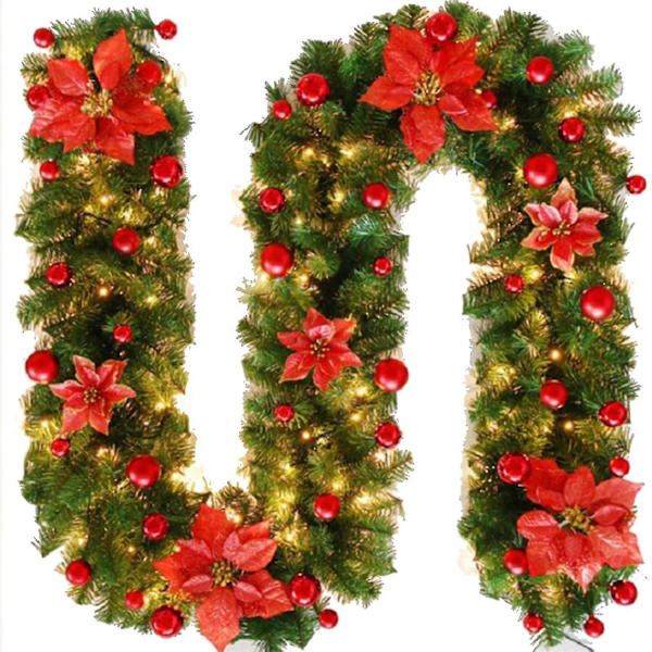 9 foters julekrans Xmas Imperial Pine Peis Krans Pynt Med/uten