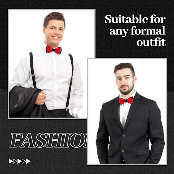 Herrar Slips, Röd och Svart Dubbel Förbunden Slips Justerbar Formell Hals Slipsar Satin Enfärgad Slips för Fest Bröllop för Män och Pojkar