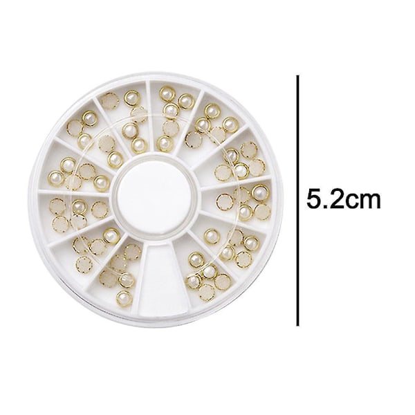 6 lådor guldmetall nagelkonst nitar Glod nagelcharms mix färgglada pärlor 3d nageljuveler dekoration