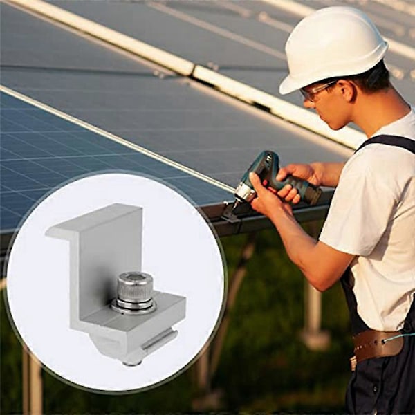 12 Stk. Solcellemodul Beslag Endeklemme, Endeklemme, Sideklemme til PV Solcellemodul Tagmontering